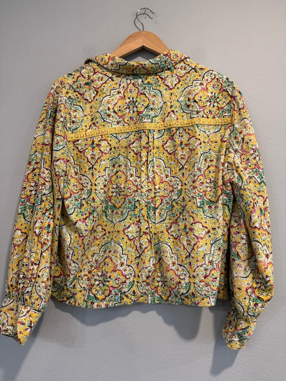 Pilcro Pintuck Peasant Boho Button Front Everyday Blouse L Petite - Picture 5 of 7
